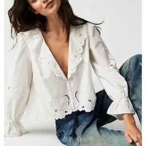 Free People White Eyelet Blouse